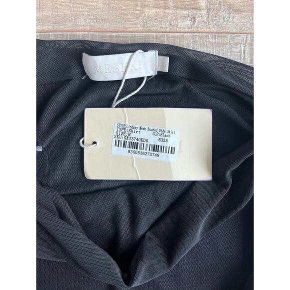 NWT - Meshki Lindsay Black Ruched Side Mesh Skirt Size M - Picture 3 of 7
